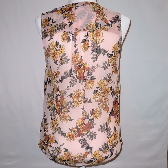 a.n.d  eawy Floral Sleeveless Blouse- Sheer Rosy Pink Small - Picture 4 of 6